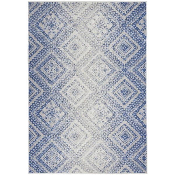 Palacedesigns 6 x 9 ft. Ivory & Blue Lattice Area Rug PA3656552 - main